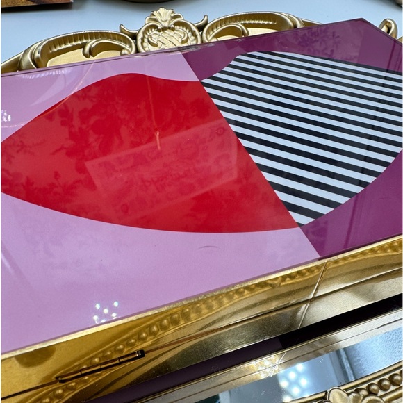 🆕 LULU GUINNESS 🧿 NWOT Olivia Multi 50:50 Stripe Lip Box Clutch Bag *FLAWED* - Picture 15 of 16